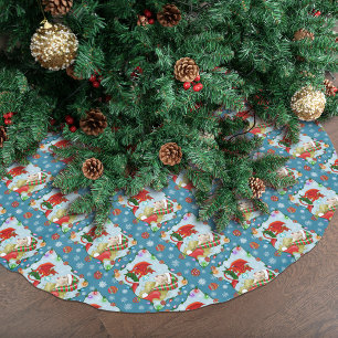 Christmas Blonde Elf Red Dragon Fantasy Brushed Polyester Tree Skirt