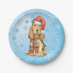 Christmas Bloodhound Paper Plate