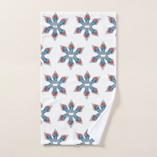 Christmas Blue and White Ginger Jar Snowflake Hand Towel (Hand Towel)