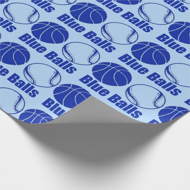 Christmas BLUE BALLS BASKETBALL xmas humor Wrapping Paper (Corner)