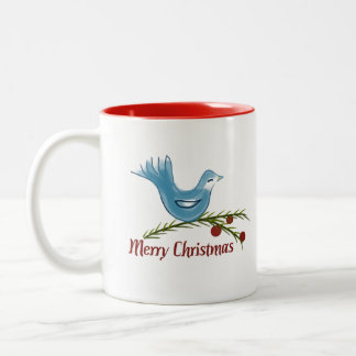 Christmas blue bluebird mug