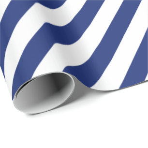 Christmas Blue Color White Stripes Xmas Holiday Wrapping Paper