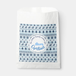 CHRISTMAS Blue Deer pattern personalised Favour Ba Bags