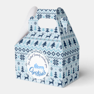 CHRISTMAS Blue Deer pattern personalised Favour G Favour Box