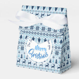 CHRISTMAS Blue Deer pattern personalised Favour T Box