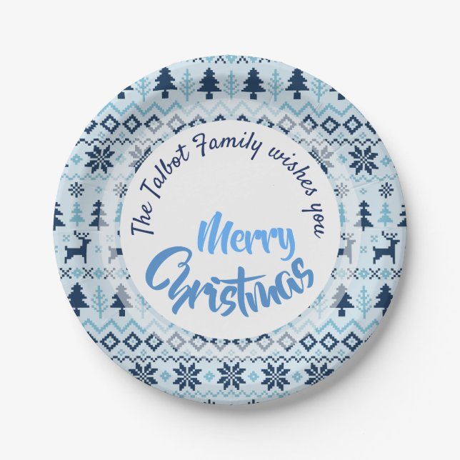 CHRISTMAS Blue Deer pattern personalised P Plate (Front)