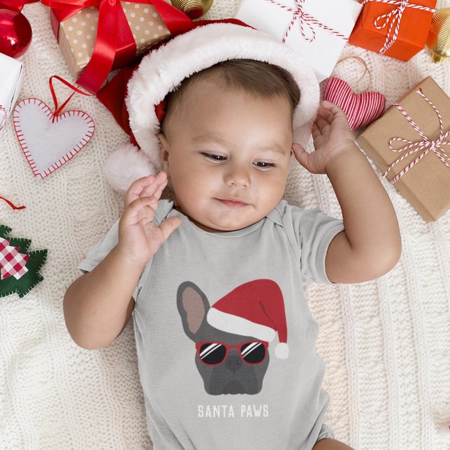 Christmas Blue French Bulldog Baby Bodysuit (Creator Uploaded)
