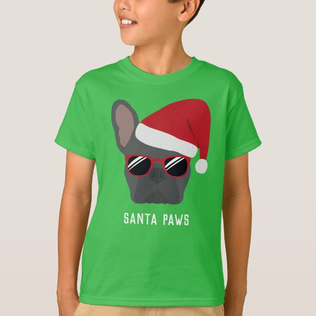 Christmas Blue French Bulldog T-Shirt (Front)