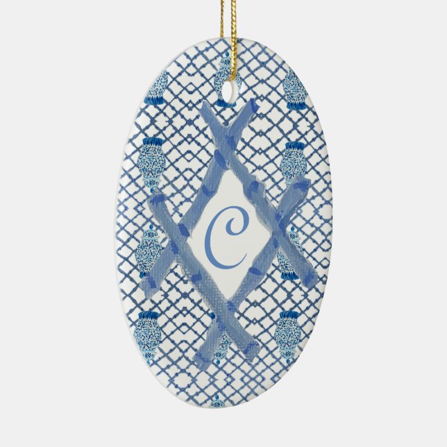 Christmas Blue Ginger Jar Ceramic  Ceramic Ornamen Tree Decoration (Right)