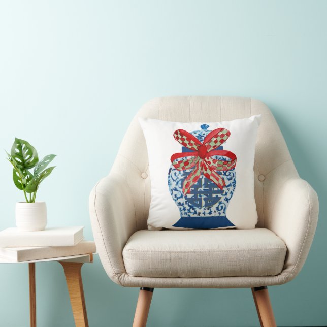 Christmas Blue Ginger Jar     Cushion (Chair)