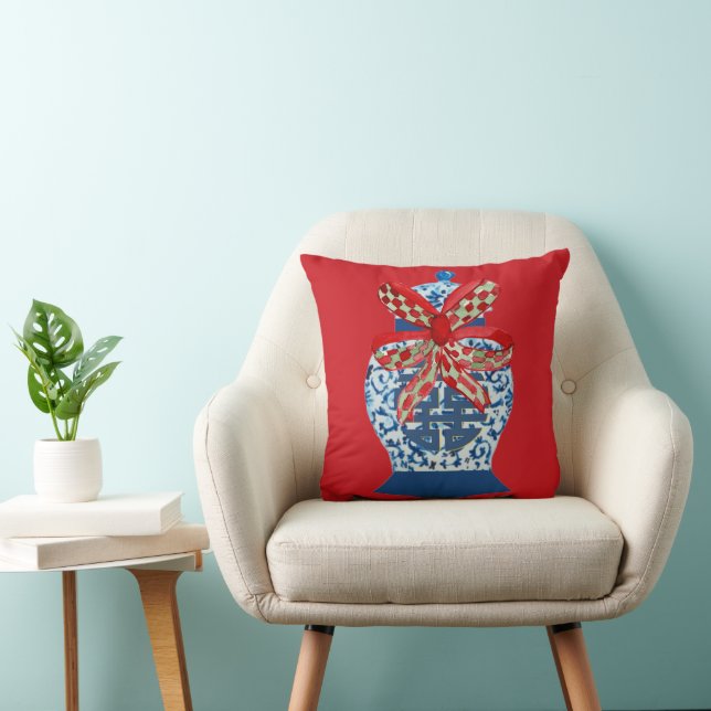 Christmas Blue Ginger Jar     Cushion (Chair)