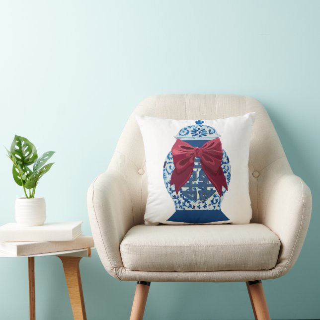 Christmas Blue Ginger Jar     Cushion (Chair)