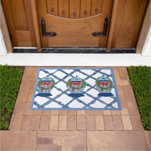 Christmas Blue Ginger Jars Doormat Welcome mat
