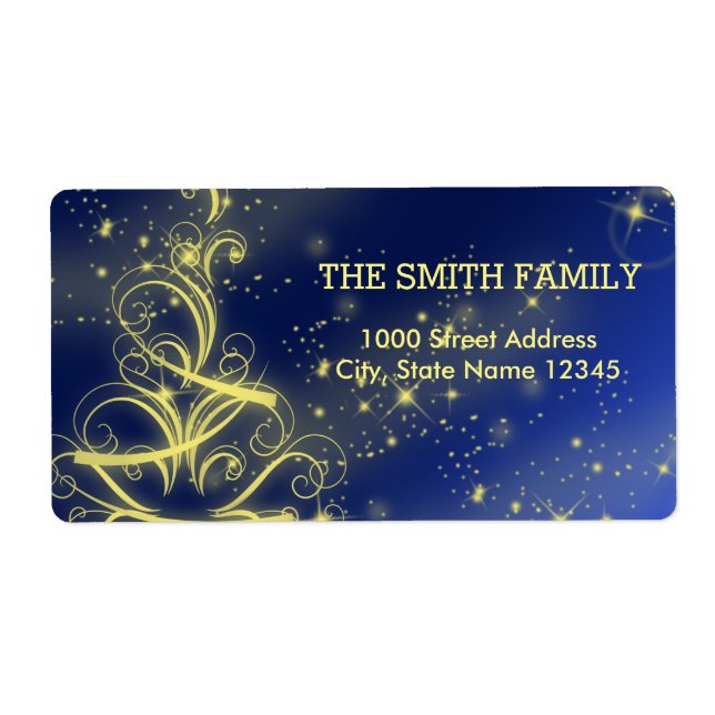 Christmas Blue Gold Sparkle Snowflake (Front)