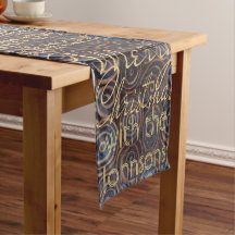 Christmas Blue Gold Swirls Personalize 14 x 72