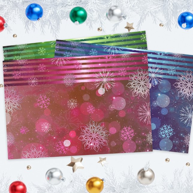 Christmas Blue Green Pink Winter Wonderland  Wrapping Paper Sheet (Creator Uploaded)