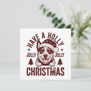 Christmas Blue Heeler Holly Jolly Dog Mom Vintage  Holiday Card