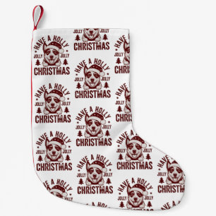 Christmas Blue Heeler Holly Jolly Dog Mum Vintage  Small Christmas Stocking