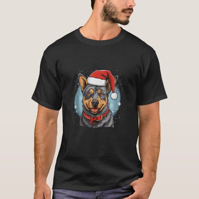 Christmas Blue Heeler Lover Cute Dog Mum Dog Dad H T-Shirt (Front)