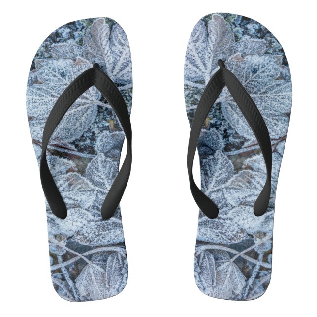 Christmas Blue Leaves Snow Holidays Winter Elegant Jandals (Footbed)