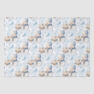 Christmas Blue Little Snowman Tissue Paper