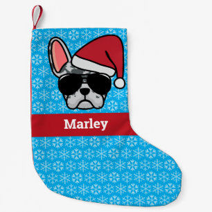 Christmas Blue Merle French Bulldog Small Christmas Stocking