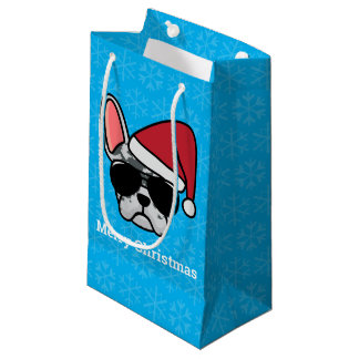 Christmas Blue Merle French Bulldog Small Gift Bag