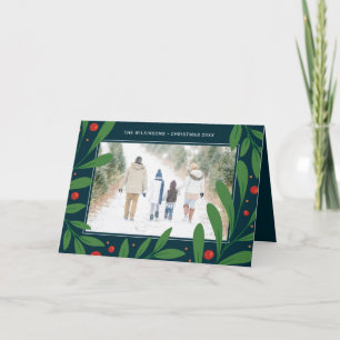 Christmas Blue Mistletoe   Holiday Photo Card