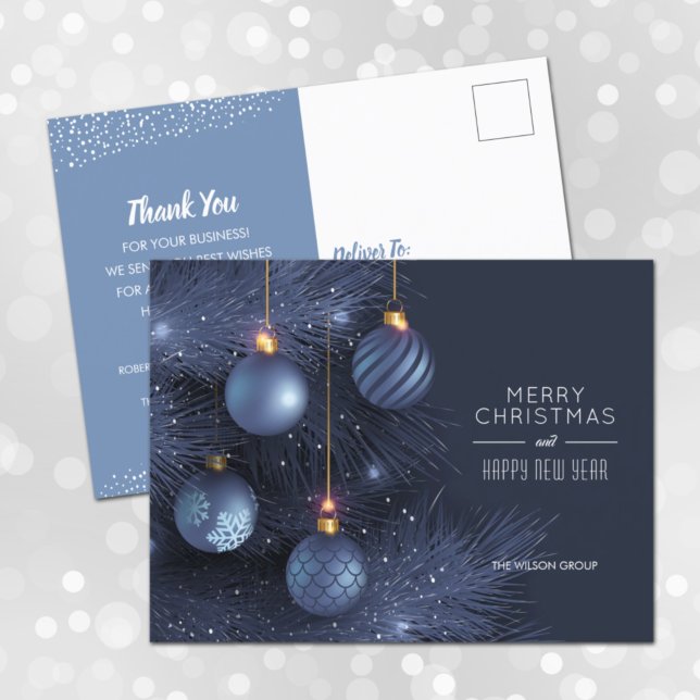 Christmas Blue Ornaments Business Postcards (Creator Uploaded)