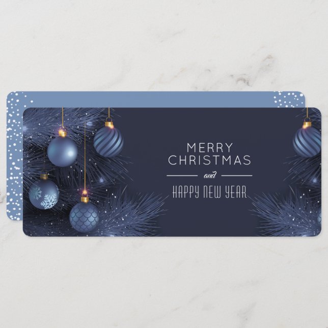 Christmas Blue Ornaments Holiday Card (Front/Back)