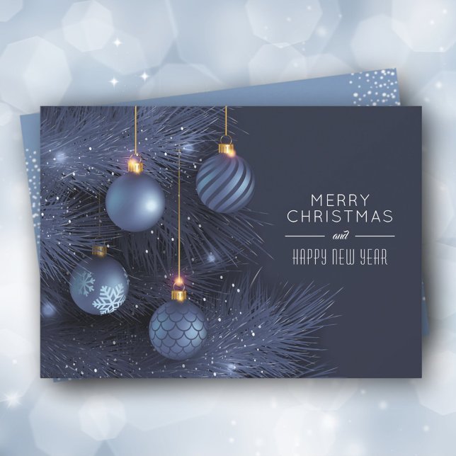 Christmas Blue Ornaments Holiday Card (Creator Uploaded)