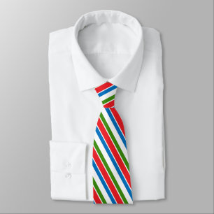 Christmas Blue Red Green Geometric Stripes Tie