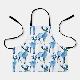 Christmas Blue Reindeer Apron