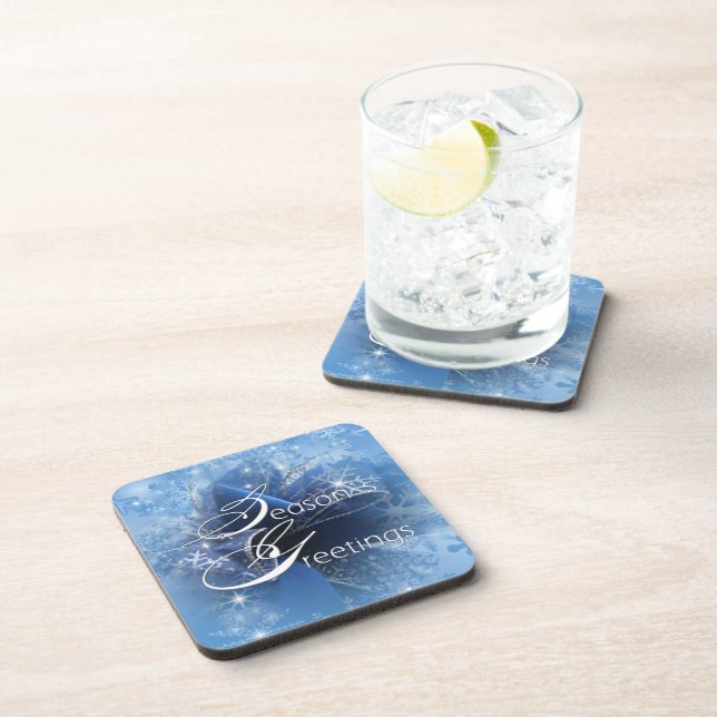 Christmas Blue Ribbon Coaster (Right Side)