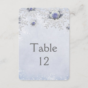 Christmas Blue Roses Snowflakes Table card