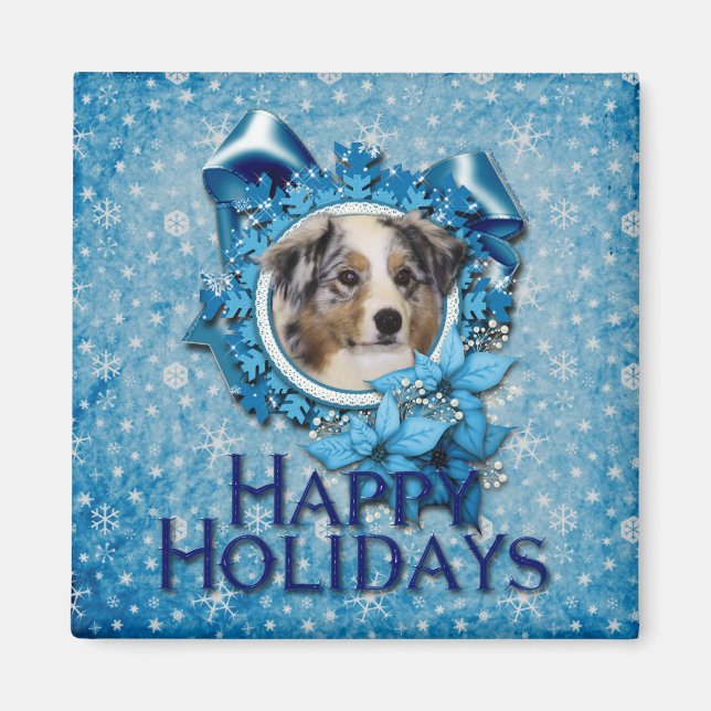 Christmas - Blue Snowflake - Australian Shepherd Magnet (Front)