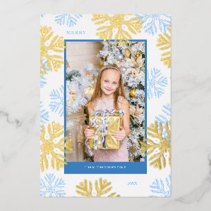 Christmas Blue Snowflake frame design light
