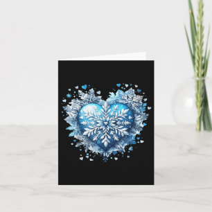 Christmas Blue Snowflake Heart Winter Card