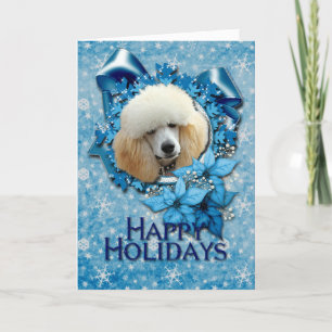 Christmas - Blue Snowflake - Poodle - Apricot Holiday Card