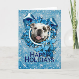 Christmas - Blue Snowflakes - Bulldog Holiday Card