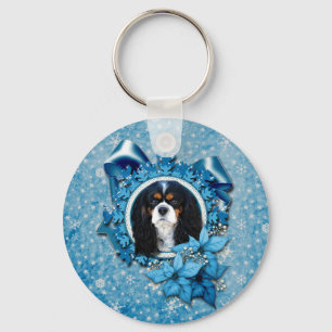 Christmas - Blue Snowflakes - Cavaliers Key Ring