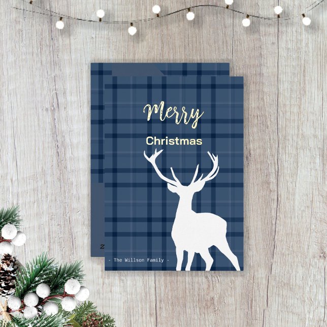 Christmas Blue Tartan And Deer (Creator Uploaded)