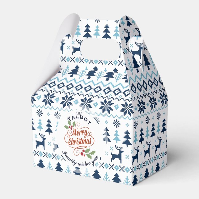 CHRISTMAS Blue Traditional personalised Favour G Box (Front Side)
