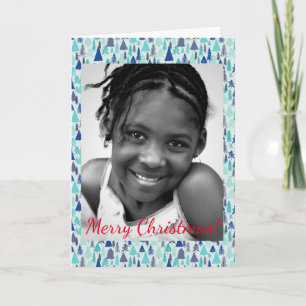 Christmas Blue Trees Evergreen Forest Photo Note Card