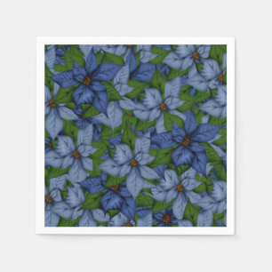 Christmas Blue & Violet Poinsettias Napkin