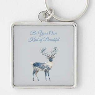 Christmas Blue White Chic Deer Key Ring