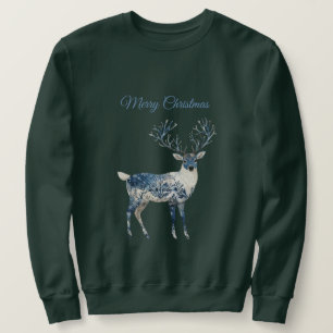 Christmas Blue White Chic Deer Sweatshirt