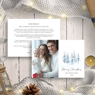 Christmas Blue Winter Annual Family Update Photo Holiday Card