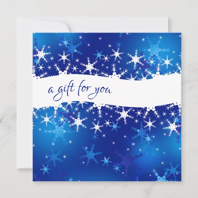 Christmas Blue Winter Snowflakes Gift Certificate (Front)