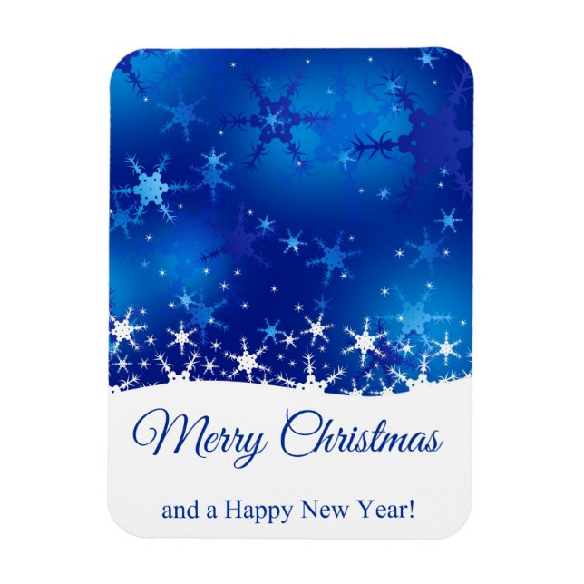 Christmas Blue Winter Snowflakes Magnet (Vertical)